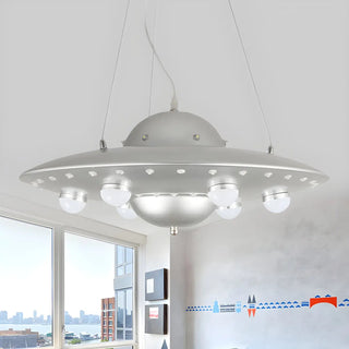 ZOWALA - UFO Metal Kids Bedroom Blue Small LED Kids Chandelier Image - 2