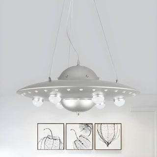 ZOWALA - UFO Metal Kids Bedroom Blue Small LED Kids Chandelier Image - 3