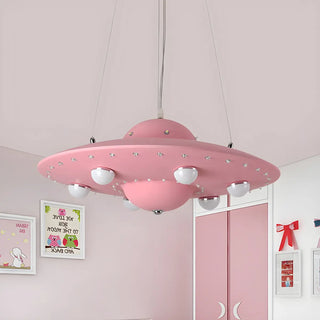 ZOWALA - UFO Metal Kids Bedroom Blue Small LED Kids Chandelier Image - 4