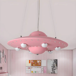 ZOWALA - UFO Metal Kids Bedroom Blue Small LED Kids Chandelier Image - 5