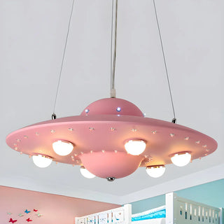 ZOWALA - UFO Metal Kids Bedroom Blue Small LED Kids Chandelier Image - 6