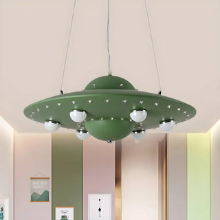 ZOWALA - UFO Metal Kids Bedroom Blue Small LED Kids Chandelier Image - 7