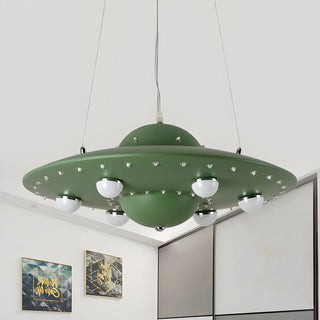 ZOWALA - UFO Metal Kids Bedroom Blue Small LED Kids Chandelier Image - 8