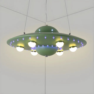 ZOWALA - UFO Metal Kids Bedroom Blue Small LED Kids Chandelier Image - 9