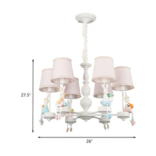 ZOWALA - Bunny Drum Fabric Resin Kids Room Pink 6-Light Chandelier #size