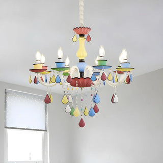 ZOWALA - Candelabra Crystal Living Room Colorful Kids Chandelier Image - 10