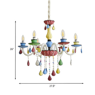 ZOWALA - Candelabra Crystal Living Room Colorful Kids Chandelier #size