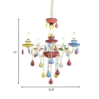 ZOWALA - Candelabra Crystal Living Room Colorful Kids Chandelier Image - 13