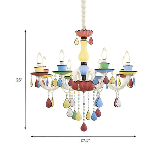 ZOWALA - Candelabra Crystal Living Room Colorful Kids Chandelier Image - 14