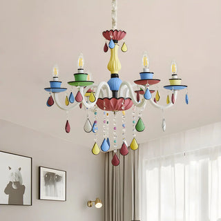 ZOWALA - Candelabra Crystal Living Room Colorful Kids Chandelier Image - 3