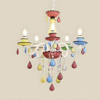 ZOWALA - Candelabra Crystal Living Room Colorful Kids Chandelier Image - 6