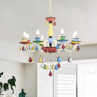 ZOWALA - Candelabra Crystal Living Room Colorful Kids Chandelier Image - 9