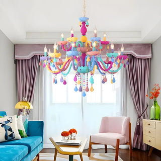 ZOWALA - Modern Children Room Colorful Crystal Candle Chandelier Image - 1