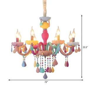 ZOWALA - Modern Children Room Colorful Crystal Candle Chandelier #size