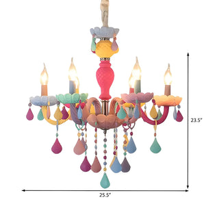 ZOWALA - Modern Children Room Colorful Crystal Candle Chandelier Image - 11