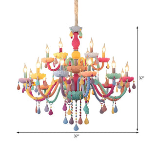 ZOWALA - Modern Children Room Colorful Crystal Candle Chandelier Image - 12
