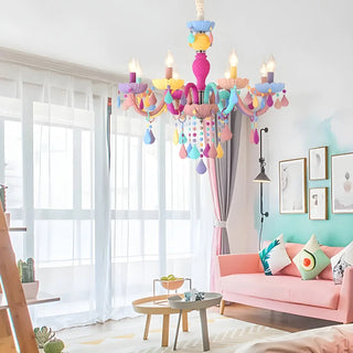 ZOWALA - Modern Children Room Colorful Crystal Candle Chandelier Image - 2