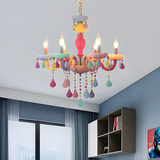 ZOWALA - Modern Children Room Colorful Crystal Candle Chandelier Image - 3