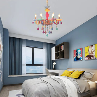 ZOWALA - Modern Children Room Colorful Crystal Candle Chandelier Image - 4