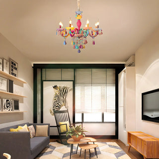 ZOWALA - Modern Children Room Colorful Crystal Candle Chandelier Image - 5