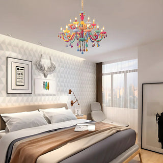 ZOWALA - Modern Children Room Colorful Crystal Candle Chandelier Image - 6