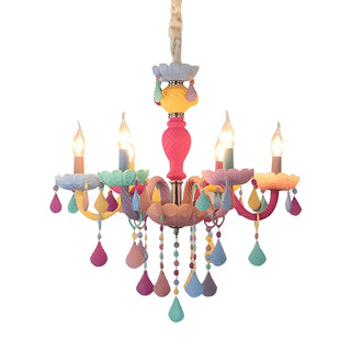 ZOWALA - Modern Children Room Colorful Crystal Candle Chandelier Image - 7