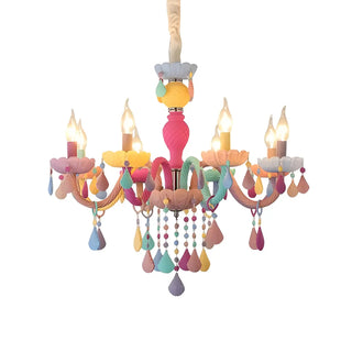 ZOWALA - Modern Children Room Colorful Crystal Candle Chandelier Image - 8