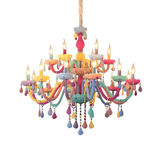ZOWALA - Modern Children Room Colorful Crystal Candle Chandelier Image - 9