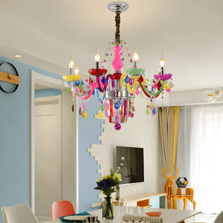 ZOWALA - Fabric Multi-Color Glass Candelabra Kids Room Chandelier Image - 1