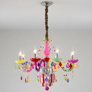 ZOWALA - Fabric Multi-Color Glass Candelabra Kids Room Chandelier Image - 10