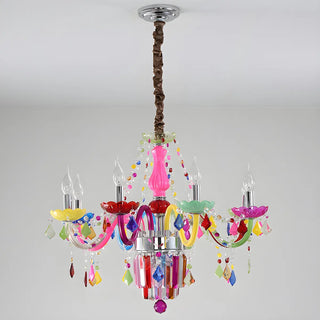 ZOWALA - Fabric Multi-Color Glass Candelabra Kids Room Chandelier Image - 11
