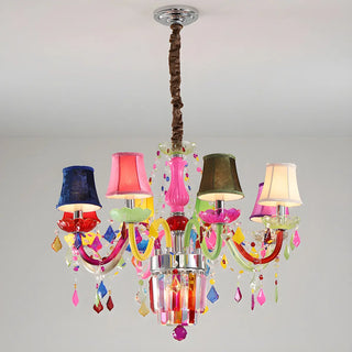 ZOWALA - Fabric Multi-Color Glass Candelabra Kids Room Chandelier Image - 12