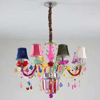 ZOWALA - Fabric Multi-Color Glass Candelabra Kids Room Chandelier Image - 13