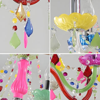 ZOWALA - Fabric Multi-Color Glass Candelabra Kids Room Chandelier Image - 14