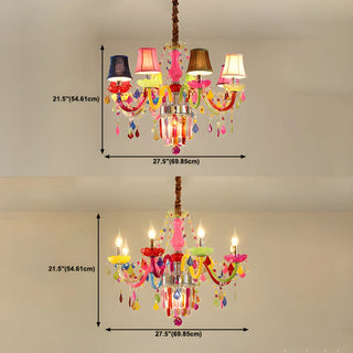 ZOWALA - Fabric Multi-Color Glass Candelabra Kids Room Chandelier #size
