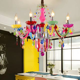 ZOWALA - Fabric Multi-Color Glass Candelabra Kids Room Chandelier Image - 2