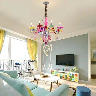 ZOWALA - Fabric Multi-Color Glass Candelabra Kids Room Chandelier Image - 3