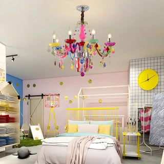 ZOWALA - Fabric Multi-Color Glass Candelabra Kids Room Chandelier Image - 4