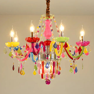 ZOWALA - Fabric Multi-Color Glass Candelabra Kids Room Chandelier Image - 6