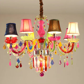 ZOWALA - Fabric Multi-Color Glass Candelabra Kids Room Chandelier Image - 7