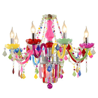 ZOWALA - Fabric Multi-Color Glass Candelabra Kids Room Chandelier Image - 8