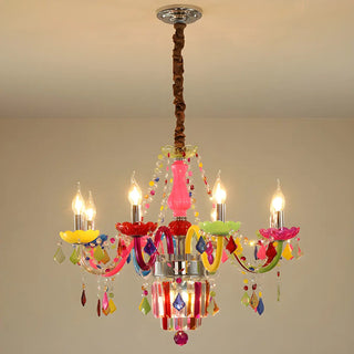 ZOWALA - Fabric Multi-Color Glass Candelabra Kids Room Chandelier Image - 9