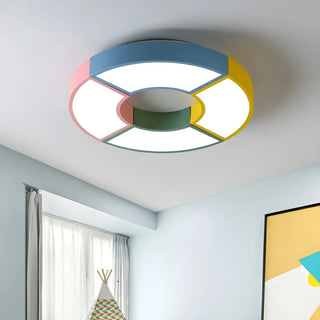 Kids Colorful Splicing Round Flush Mount Ceiling Light Zawala Image - 1