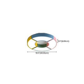 Kids Colorful Splicing Round Flush Mount Ceiling Light Zawala Image - 13