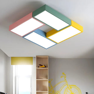 Kids Colorful Splicing Round Flush Mount Ceiling Light Zawala Image - 3