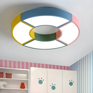 Kids Colorful Splicing Round Flush Mount Ceiling Light Zawala Image - 4