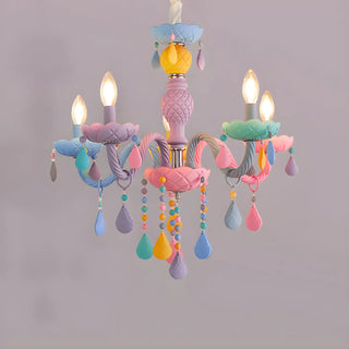 ZOWALA - Candelabra Steel Crystal Kids Room Multi-Color Chandelier Image - 10