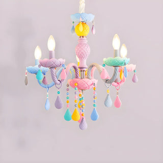 ZOWALA - Candelabra Steel Crystal Kids Room Multi-Color Chandelier Image - 11