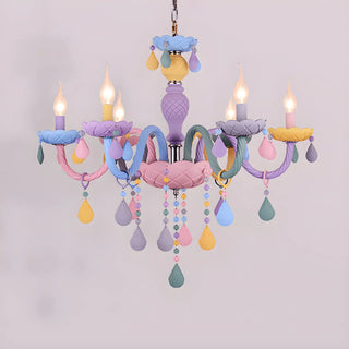 ZOWALA - Candelabra Steel Crystal Kids Room Multi-Color Chandelier Image - 12