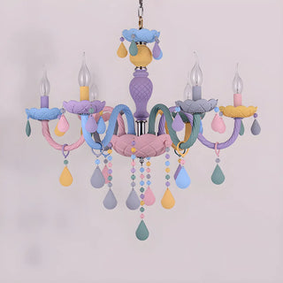 ZOWALA - Candelabra Steel Crystal Kids Room Multi-Color Chandelier Image - 13
